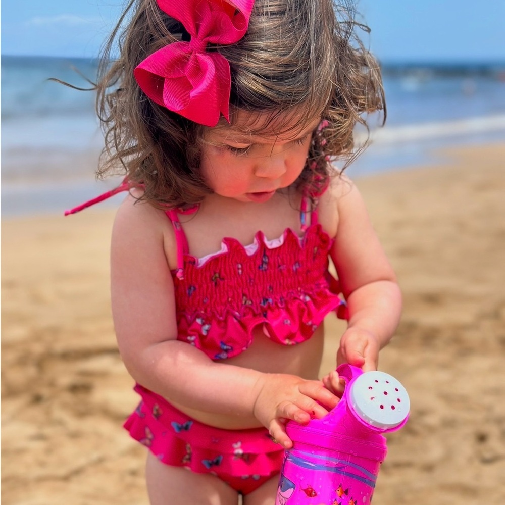 Submarine Bright Pink Ruffle Kids Swim Bikini
